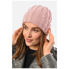Шапка жіноча зимова на флісі однотонна рожевого кольору 192017L