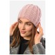 Шапка женская зимняя на флисе однотонная розового цвета 192017L