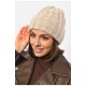 Шапка женская зимняя на флисе однотонная бежевого цвета 192021L