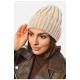 Шапка женская зимняя на флисе однотонная бежевого цвета 192030L