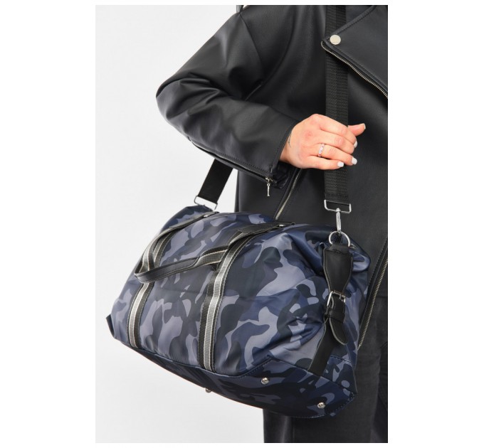 Сумка жіноча текстильна синього кольору з камуфляжним принтом 192096L