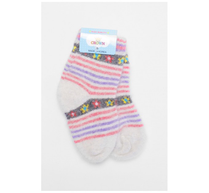 Носки детские ангоровые серого цвета с принтом 192438L