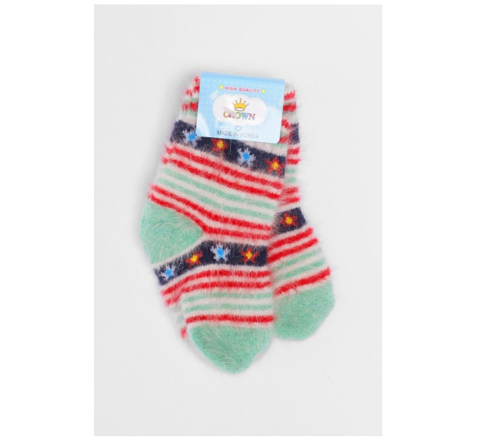 Шкарпетки дитячі ангорові зеленого кольору з принтом 192441L