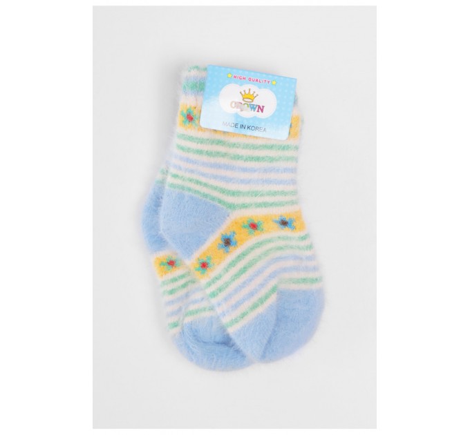 Носки детские ангоровые голубого цвета с принтом 192444L