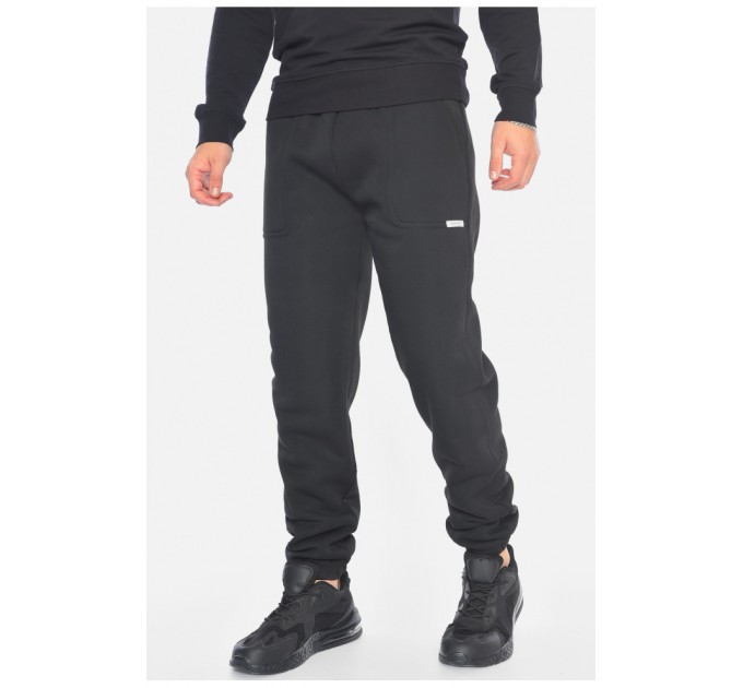 Спортивні штани чоловічі на флісі чорного кольору 192621L