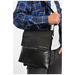 Сумка чоловіча через плече з екошкіри чорного кольору 192849L