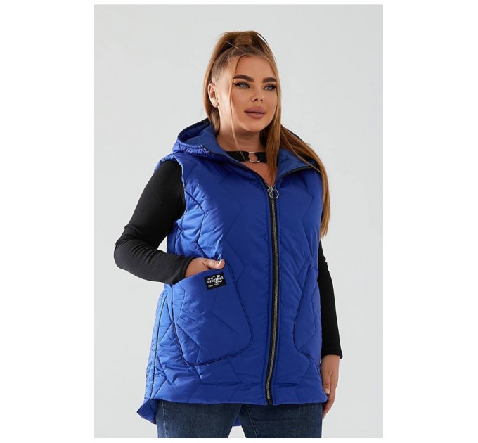 Жилетка женская полубатальная синего цвета 193082L