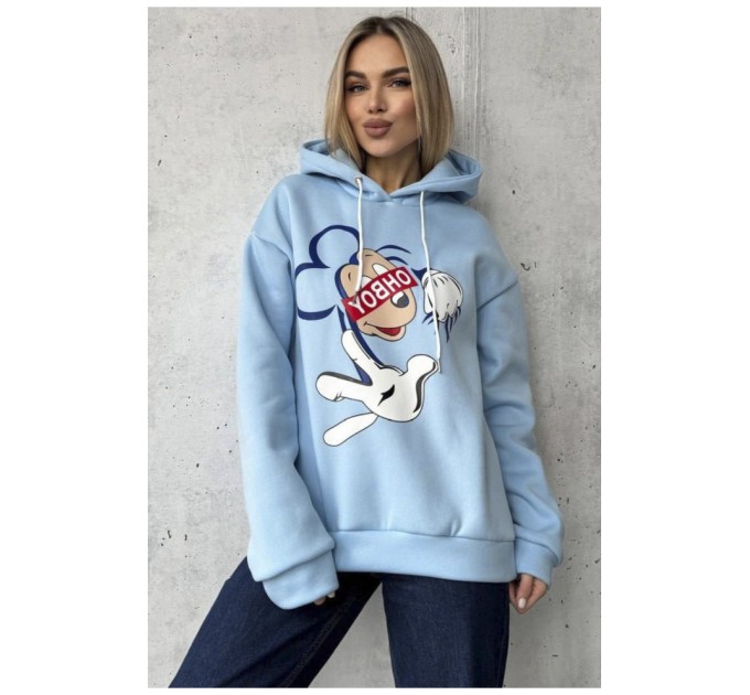 Худые женское на флисе голубого цвета 193100L