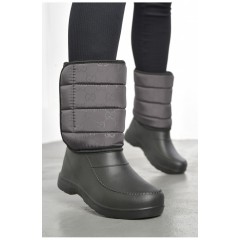 Дутики женские на меху черно-серого цвета 193174L