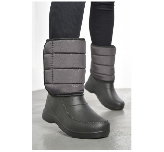 Дутики женские на меху черно-серого цвета 193174L