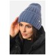 Шапка жіноча зимова на флісі однотонна синього кольору 193201L
