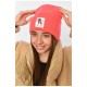 Шапка зимова підліткова з нашивкою коралового кольору 193220L Шапка зимова підліткова з нашивкою коралового кольору 193220L