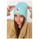 Шапка зимова підліткова з нашивкою блакитного кольору 193222L