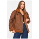 Дублянка жіноча двостороння на штучному хутрі темно-коричневого кольору 193270L