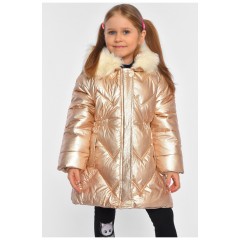 Куртка дитяча для дівчинки єврозима на штучному хутрі бежевого кольору 193337L