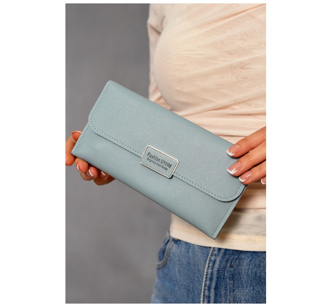 Гаманець жіночий з екошкіри блакитного кольору 193465L