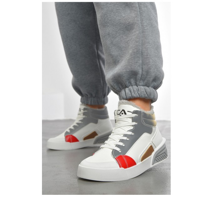 Кеды женские белого цвета на меху 193495L