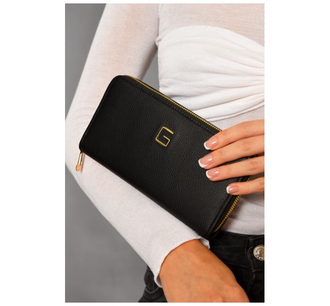 Гаманець жіночий з екошкіри чорного кольору 193597L