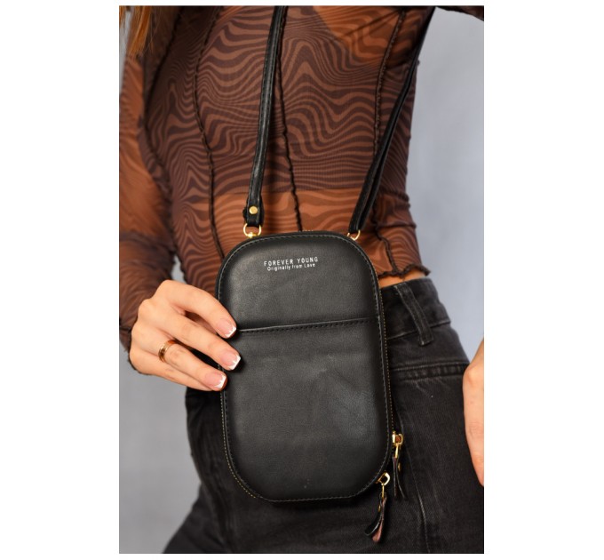 Клатч жіночий з екошкіри чорного кольору 193643L