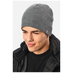 Мужская шапка на флисе серого цвета 193778L