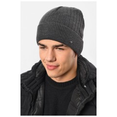 Мужская шапка на флисе темно-серого цвета 193783L