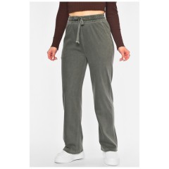 Джинсы женские прямые однотонные темно-зеленого цвета 193873L