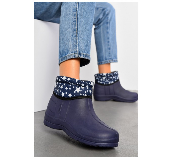 Дутики женские на меху темно-синего цвета 194076L