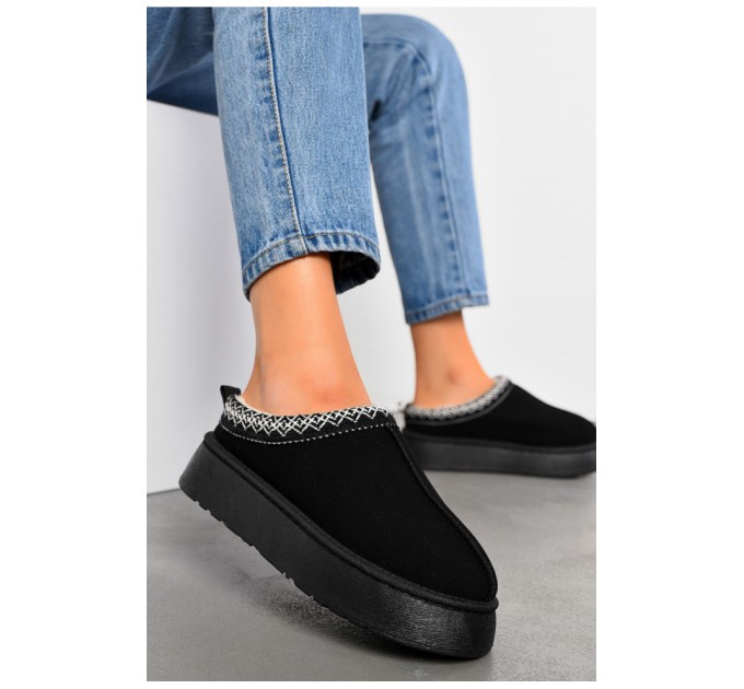 Уггі без задника жіночі чорного кольору штучна замша 194205L