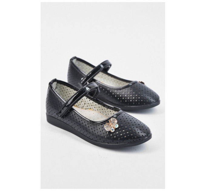 Туфлі для дівчинки чорного кольору на ліпучці 194360L