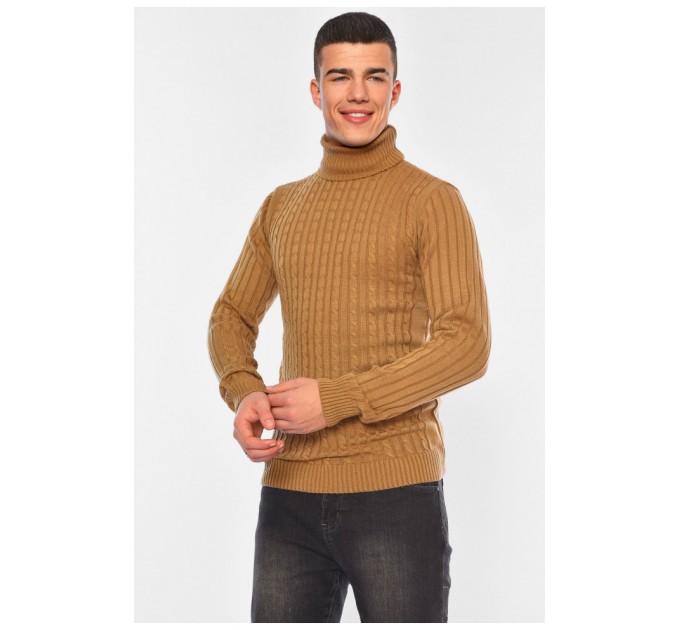 Свитер мужской однотонный коричневого цвета 194511L