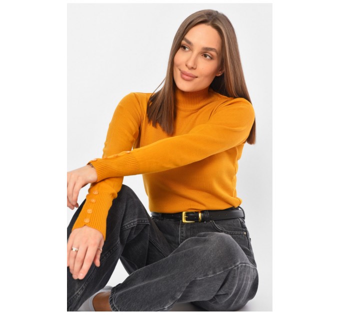 Гольф женский однотонный горчичного цвета 194573L