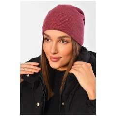 Шапка жіноча демісезонна бордового кольору 194595L