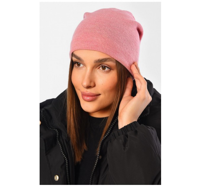 Шапка жіноча демісезонна рожевого кольору 194597L