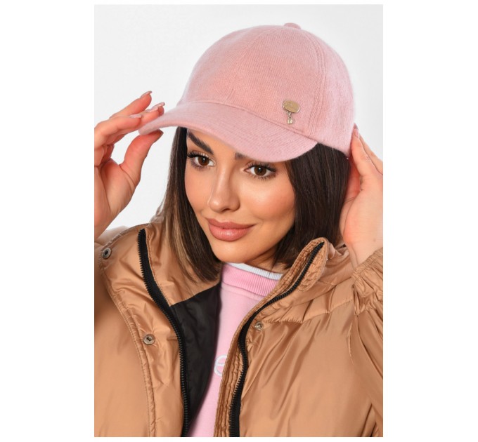 Кепка женская ангоровая пудрового цвета 194727L