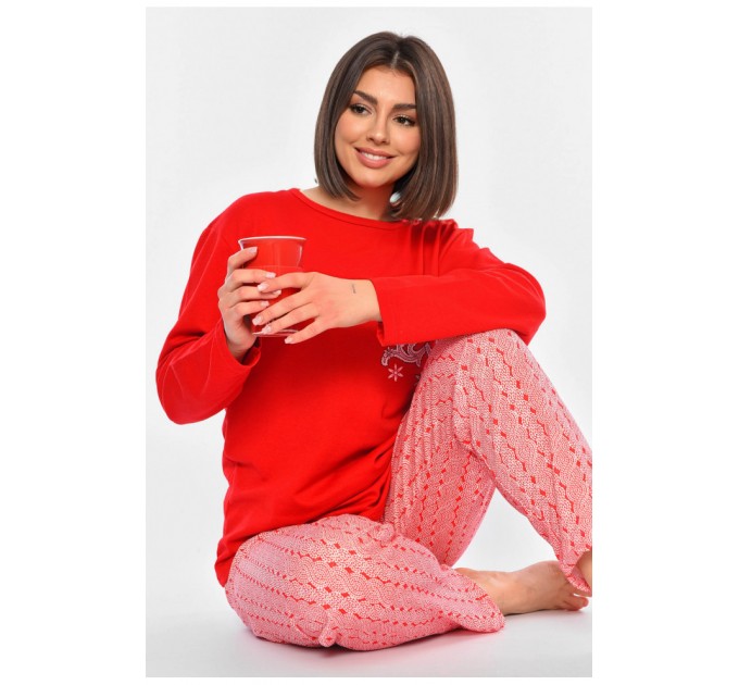 Жіноча піжама на байці червоного кольору 194761L