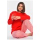 Жіноча піжама на байці червоного кольору 194761L