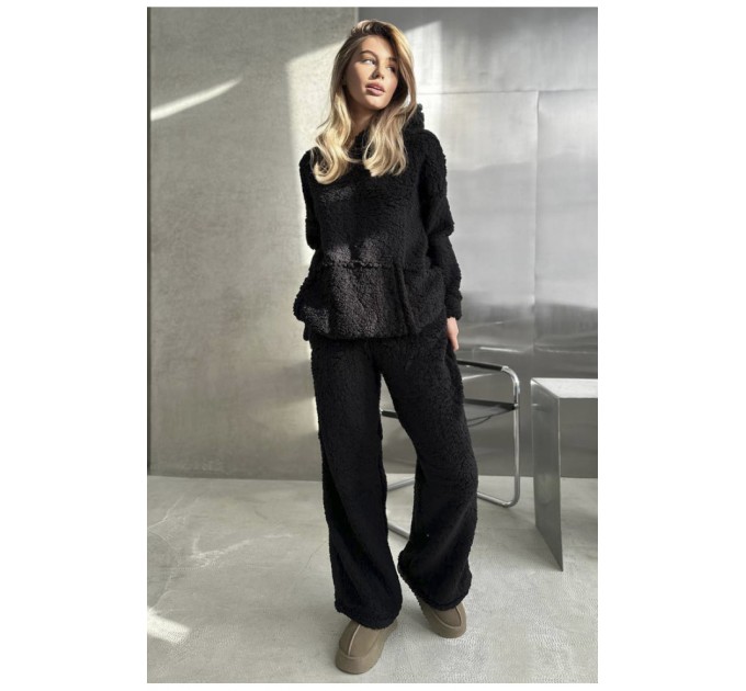 Женский спортивный костюм тедди черного цвета 194809L