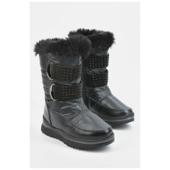 Дутики дитячі для дівчинки на хутрі чорного кольору 194982L