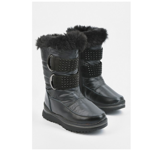 Дутики дитячі для дівчинки на хутрі чорного кольору 194982L