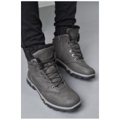 Ботинки мужские зимние на меху серого цвета 195495L
