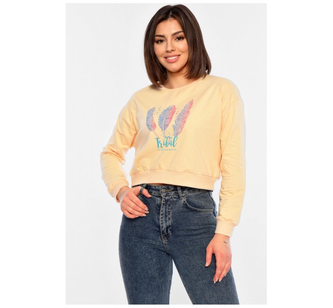 Світшот бежевий жіночий з принтом 195642L