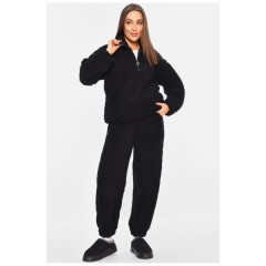 Спортивний костюм жіночий тедді чорного кольору 195794L