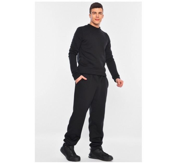 Спортивний костюм чоловічій на флісі чорного кольору 195975L