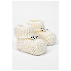 Пинетки детские вязаные для девочки молочного цвета 196035L