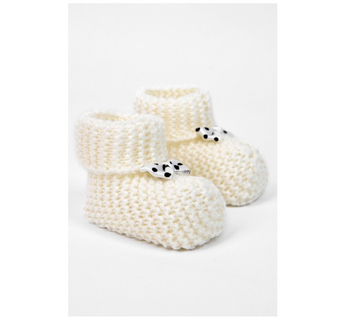Пинетки детские вязаные для девочки молочного цвета 196035L