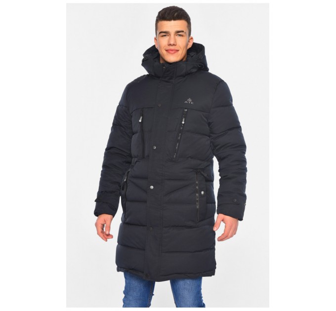 Мужская куртка удлиненная еврозима темно-синего цвета 196037L