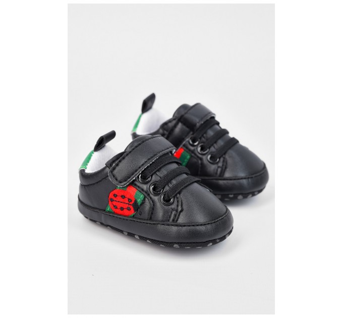 Пінетки дитячі для дівчинки на липучці чорного кольору 196106L