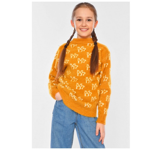 Свитер детский для девочки горчичного цвета 196210L