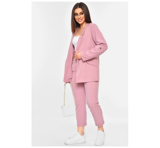 Женский костюм однотонный светло-розового цвета 196274L