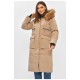 Куртка жіноча подовжена зима бежевого кольору 196299L